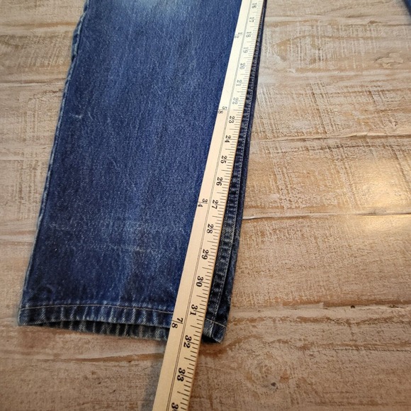 Brittania Straight Relaxed Fit Jeans Mens 38x32 Denim Button Fly Distressed - Picture 12 of 16